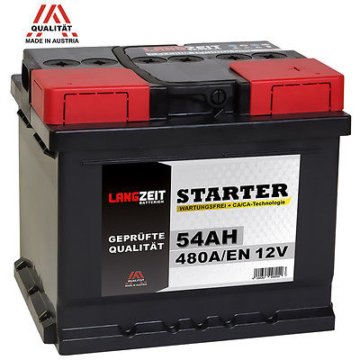 Autobatterie 12V 54Ah Starterbatterie KFZ PKW Batterie statt 44Ah 50Ah 52Ah 53Ah