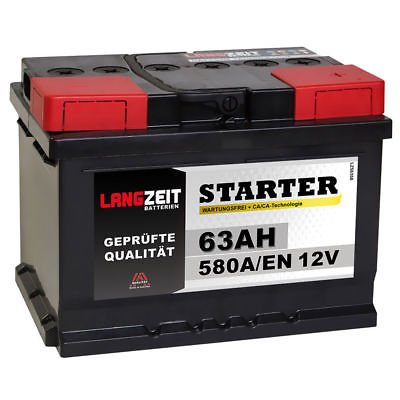 LANGZEIT Autobatterie 12V 63Ah STARTER wartungsfrei ersetzt 60Ah