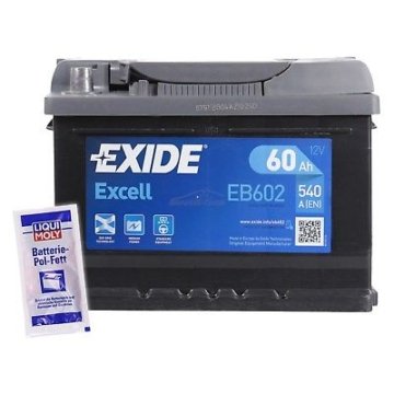 EXIDE EB602 60AH 5400A AUTOBATTERIE STARTERBATTERIE PKW-BATTERIE + POL FETT