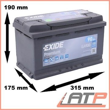 EXIDE PREMIUM CARBON BOOST 90AH 720A AUTO-BATTERIE STARTERBATTERIE 31964280